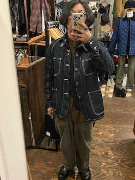 「アイテム（デニムジャケット）」を使った、SLOW JAM平沼さん（メンズ・165cm）の秋コーディネート