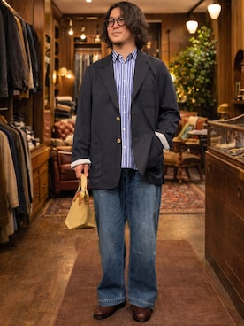 「Ordinary fits（オーディナリーフィッツ）のアイテム」を使った、SLOW JAM平沼さん（メンズ・165cm）の冬コーディネート