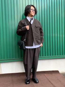 「few.（フュー）のアイテム」を使った、SLOW JAM平沼さん（メンズ・165cm）の冬コーディネート