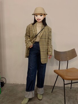 「アイテム（その他シューズ、グリーン系）」を使った、Wi-Fi坏了さん（レディース・158cm）の冬コーディネート