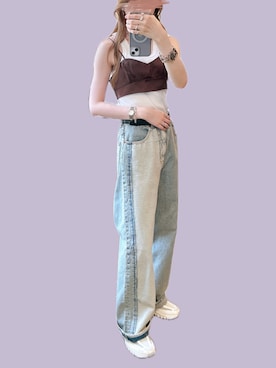 「アイテム（その他トップス）」を使った、𝓡𝓲.さん（レディース・163cm）の夏コーディネート