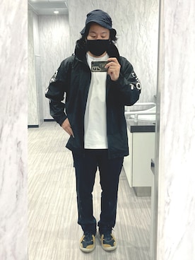 「UNIQLO（ユニクロ）のエアリズムコットンオーバーサイズTシャツ（5分袖）（Tシャツ/カットソー）」を使った、yuyaannさん（メンズ・167cm）の秋コーディネート