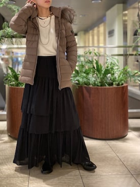 「秋トレンド2021」｜「アイテム（ダウンジャケット/コート）」を使った、Yuka Ozawaさん（レディース・155cm）の秋コーディネート