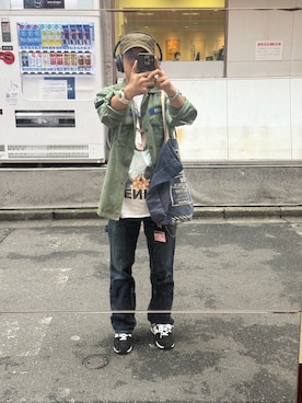 「アイテム（ミリタリージャケット）」を使った、sockさん（メンズ・169cm）の秋コーディネート