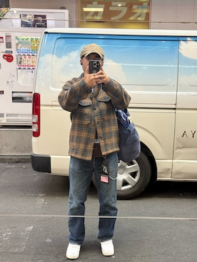 「アイテム（キャスケット）」を使った、sockさん（メンズ・169cm）の冬コーディネート