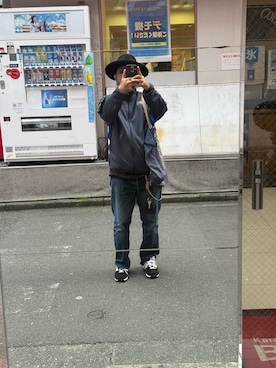 「ReqHatter（レックハッター）のアイテム（ハット、ブラック系）」を使った、sockさん（メンズ・169cm）の秋コーディネート