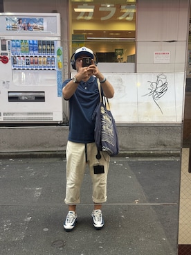 「KRIFF MAYER（クリフメイヤー）のアイテム（パンツ）」を使った、sockさん（メンズ・169cm）の夏コーディネート