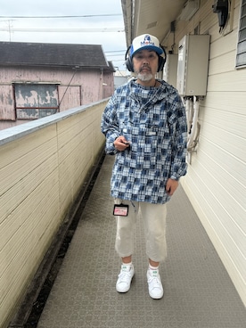 「HYSTERIC GLAMOUR（ヒステリックグラマー）のアイテム（キャップ、ブルー系）」を使った、sockさん（メンズ・169cm）の春コーディネート