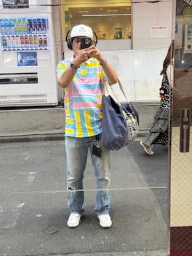「BEAMS（ビームス）のアイテム（キャップ、ホワイト系）」を使った、sockさん（メンズ・169cm）の春コーディネート