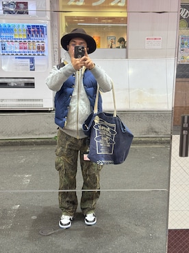 「アイテム（ダウンベスト）」を使った、sockさん（メンズ・169cm）の秋コーディネート