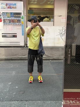 「ReqHatter（レックハッター）のアイテム（ハット、ブラック系）」を使った、sockさん（メンズ・169cm）の夏コーディネート