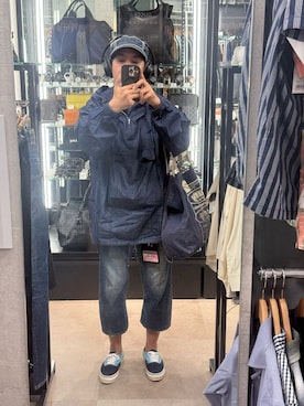 「NEW ERA（ニューエラ）のアイテム（キャップ、ブルー系）」を使った、sockさん（メンズ・169cm）の春コーディネート