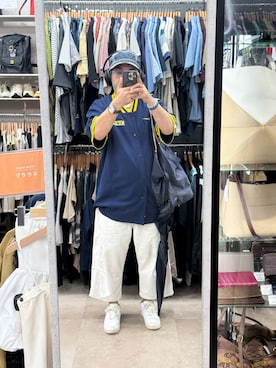 「NEW ERA（ニューエラ）のアイテム（キャップ、ブルー系）」を使った、sockさん（メンズ・169cm）の夏コーディネート