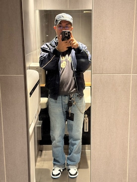 「アイテム（スタジャン）」を使った、sockさん（メンズ・169cm）の秋コーディネート