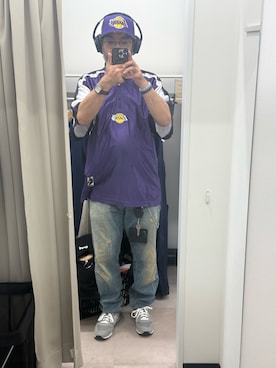 「NEW ERA（ニューエラ）のアイテム（キャップ、パープル系）」を使った、sockさん（メンズ・169cm）の秋コーディネート