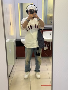 「NIKE（ナイキ）のアイテム（キャップ、ホワイト系）」を使った、sockさん（メンズ・169cm）の夏コーディネート