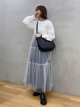 「シアーワンピース」｜「アイテム（ブーツ）」を使った、サイサイ賽賽さん（レディース・160cm）の冬コーディネート