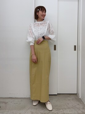 「SENSE OF PLACE by URBAN RESEARCH（センスオブプレイスバイアーバンリサーチ）のジャガードブラウス（シャツ/ブラウス）」を使った、サイサイ賽賽さん（レディース・160cm）の夏コーディネート