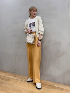 サイサイ賽賽さんの「リネンライクハイウエストワイドパンツ」を使ったコーディネート