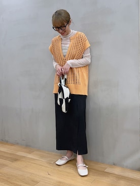 「SENSE OF PLACE by URBAN RESEARCH（センスオブプレイスバイアーバンリサーチ）のミニニットバッグ（ショルダーバッグ）」を使った、サイサイ賽賽さん（レディース・160cm）の春コーディネート