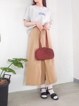 「byあしながおじさん（バイアシナガオジサン）のローヒールリボンサンダル　8710665（サンダル、ブラック系）」を使った、あしながおじさんさん（レディース・155cm）の春コーディネート