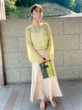 「MARNI（マルニ）のアイテム（ハンドバッグ、グリーン系）」を使った、kumingさん（レディース・163cm）の夏コーディネート