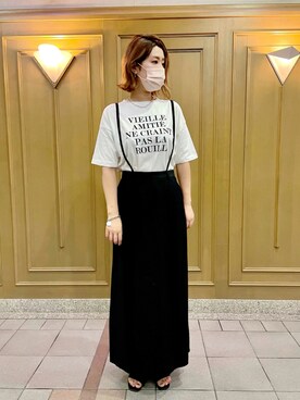 「JEANS FACTORY （ジーンズファクトリー）のアイテム（Tシャツ/カットソー、ホワイト系）」を使った、kumingさん（レディース・163cm）の夏コーディネート