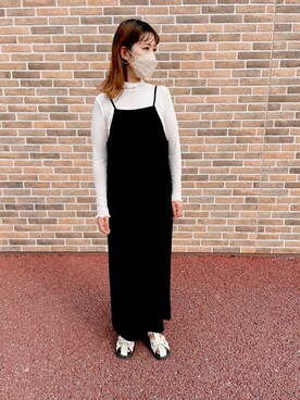 「DISCOAT（ディスコート）のアイテム（ワンピース、ブラック系）」を使った、kumingさん（レディース・163cm）の秋コーディネート