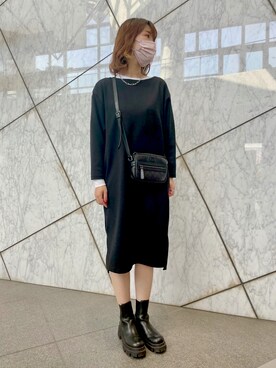 「niko and...（ニコアンド）のアイテム（ワンピース、ブラック系）」を使った、kumingさん（レディース・163cm）の秋コーディネート