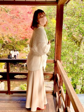 「H&M（エイチ・アンド・エム）のアイテム（ジャケット/アウター、ホワイト系）」を使った、kumingさん（レディース・163cm）の秋コーディネート