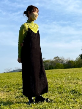 「UNIQLO（ユニクロ）のアイテム（ワンピース、ブラック系）」を使った、kumingさん（レディース・163cm）の春コーディネート