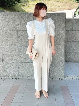 「ZARA（ザラ）のアイテム（Tシャツ/カットソー、ホワイト系）」を使った、kumingさん（レディース・163cm）の夏コーディネート