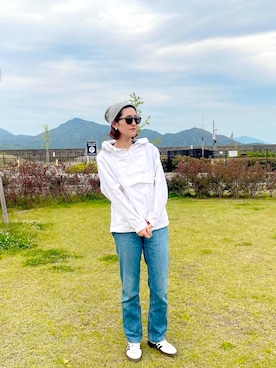「Ray-Ban（レイバン）のアイテム（サングラス、グリーン系）」を使った、kumingさん（レディース・163cm）の春コーディネート