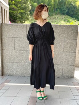 「coca（coca）（コカ）のアイテム（ワンピース、ブラック系）」を使った、kumingさん（レディース・163cm）の夏コーディネート