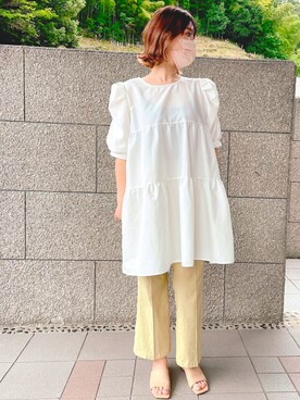 「coca（coca）（コカ）のアイテム（パンツ、グリーン系）」を使った、kumingさん（レディース・163cm）の夏コーディネート