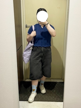 「アイテム（スニーカー、ホワイト系）」を使った、しおりさん（レディース・153cm）の夏コーディネート