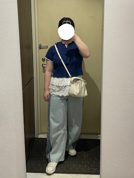 「アイテム（スニーカー、ホワイト系）」を使った、しおりさん（レディース・153cm）の夏コーディネート