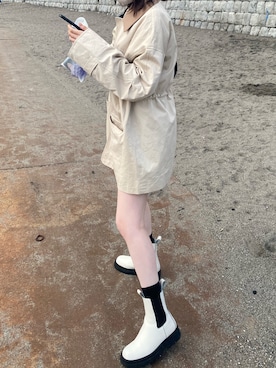 「UNE MANSION（ユヌマンション）のアイテム（ブーツ）」を使った、千尋さん（レディース・161cm）の春コーディネート