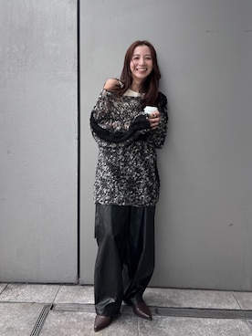 「アイテム（タンクトップ）」を使った、庄司　未菜美さん（レディース・159cm）の冬コーディネート