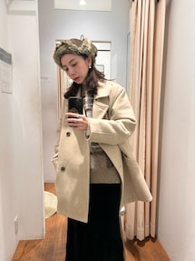 B00174 アングリッドUngrid ミドル丈ラグラントレンチコート アングリッド Ungrid ルーズトレンチコート （キャメル