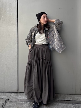 「アイテム（デニムジャケット）」を使った、庄司　未菜美さん（レディース・159cm・30代）の夏コーディネート