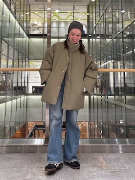 「アイテム（ニットキャップ/ビーニー）」を使った、庄司　未菜美さん（レディース・159cm）の秋コーディネート