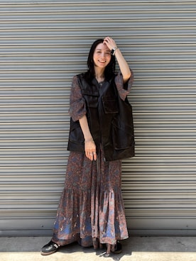 「アイテム（ベスト）」を使った、庄司　未菜美さん（レディース・159cm・30代）の夏コーディネート