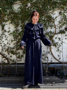 「アイテム（つなぎ/オールインワン）」を使った、庄司　未菜美さん（レディース・159cm）の秋コーディネート