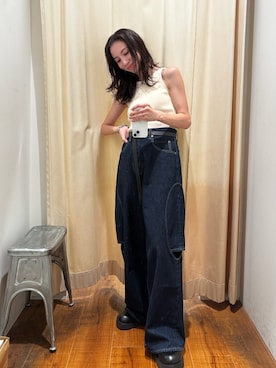 「アイテム（タンクトップ）」を使った、庄司　未菜美さん（レディース・159cm）の秋コーディネート