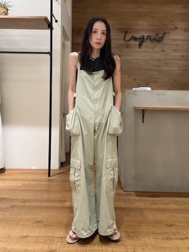 「アイテム（サロペット/オーバーオール）」を使った、庄司　未菜美さん（レディース・159cm）の夏コーディネート