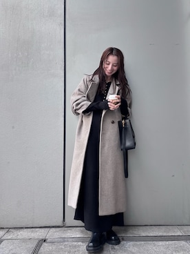 「アイテム（チェスターコート）」を使った、庄司　未菜美さん（レディース・159cm・30代）の冬コーディネート