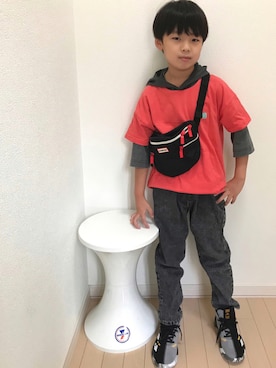 「RADCHAP（ラッドチャップ）のアイテム（トップス）」を使った、MKさん（キッズ・123cm）の秋コーディネート