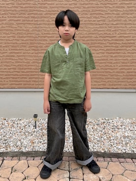 「アイテム（タンクトップ、ホワイト系）」を使った、MKさん（キッズ・129cm）の夏コーディネート