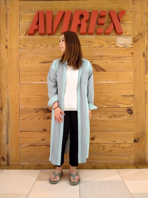 ワンピース AVIE Cover design stripe oversize shirt セール】STRIPE SHIRT ONEPIECE/ ストライプシャツワンピース